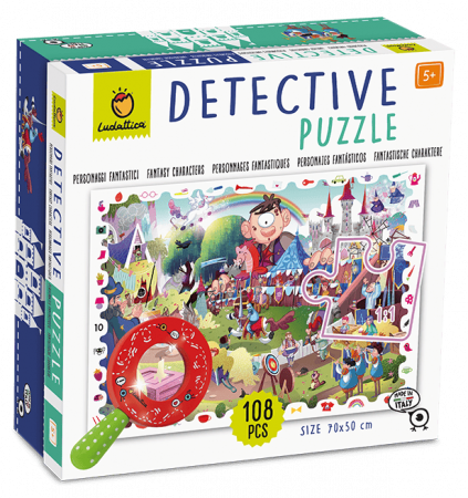 Jucarii copii 4-5 ani - Puzzle Micul Detectiv - Personaje fantastice, Ludattica, + 5 ani, 108 piese