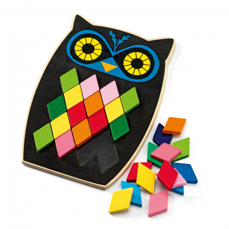 Jucarii copii 4-5 ani - Puzzle mozaic Bufnita, Djeco, 2-3 ani +