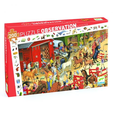 Vârsta - Puzzle observatie Djeco Cai, 6-7 ani +