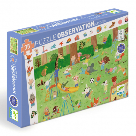 Jucarii copii 4-5 ani - Puzzle observatie Gradina micilor prieteni, Djeco, 4 ani+