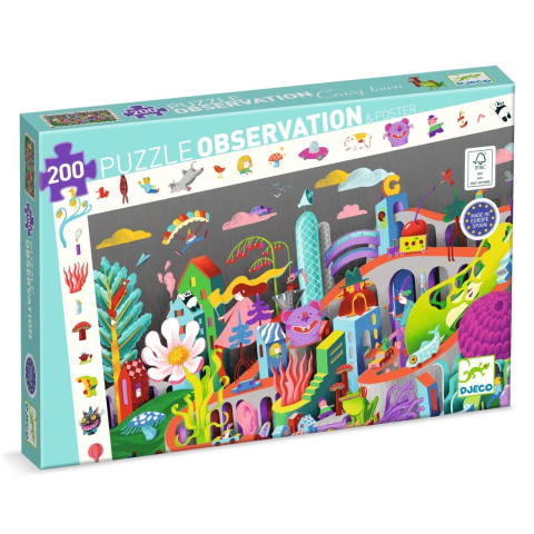 Jucarii copii 8-9 ani - Puzzle observatie Nebunia din oras, Djeco, 4 ani+