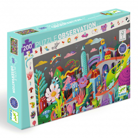 Jucarii copii 4-5 ani - Puzzle observatie Nebunia din oras, Djeco, 4 ani+