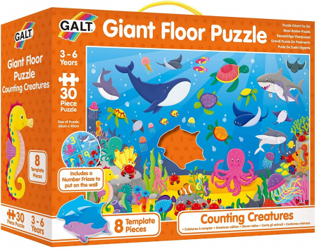 Jucarii copii 2-3 ani - Puzzle Podea: Numaram animalute marine (30 piese), Galt, 2-3 ani +