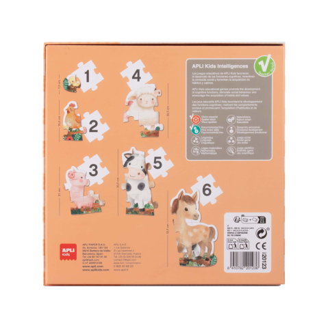 Puzzle progresiv - Primele mele puzzle-uri - Animale de fermă, 21 piese, 2 ani+, Apli Kids [2]