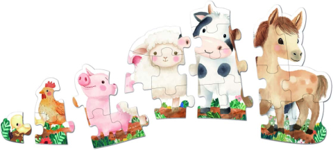 Puzzle progresiv - Primele mele puzzle-uri - Animale de fermă, 21 piese, 2 ani+, Apli Kids [3]