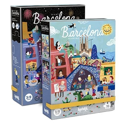 Jucarii si jocuri copii - Puzzle reversibil Londji, zi si noapte in Barcelona, 2-3 ani +