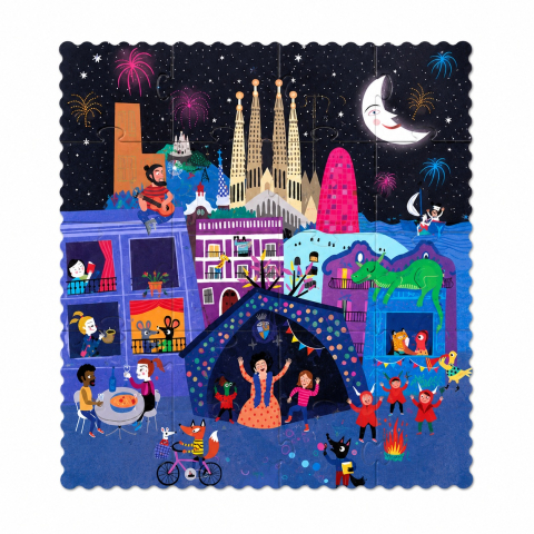 Puzzle reversibil Londji, zi si noapte in Barcelona, 2-3 ani + [3]