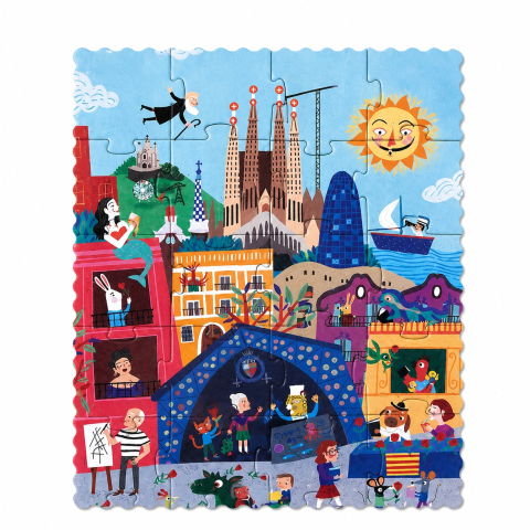 Puzzle reversibil Londji, zi si noapte in Barcelona, 2-3 ani + [2]