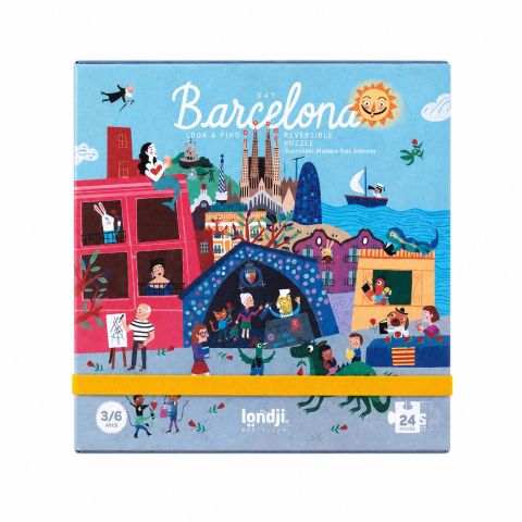 Vârsta - Puzzle reversibil Londji, zi si noapte in Barcelona, 2-3 ani +
