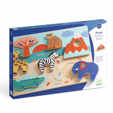 Jucarii copii 1-2 ani - Puzzle Savana, Djeco