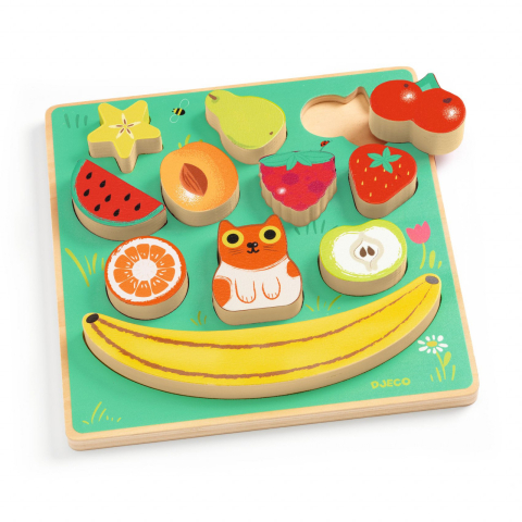 Puzzle si joc de echilibru fructe, Djeco, 18 luni+ [3]