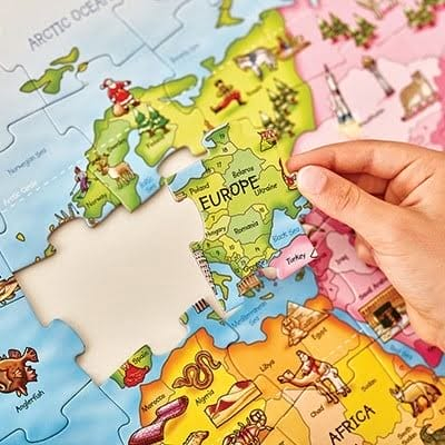 Puzzle si poster Harta lumii (limba engleza 150 piese) WORLD MAP PUZZLE & POSTER, Orchard Toys, 4-5 ani + [7]
