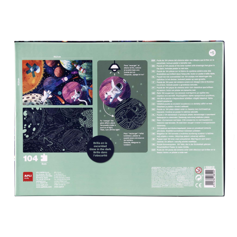 Puzzle straluceste in intuneric Sistemul Solar, 104 piese, Apli Kids, +5 ani [1]