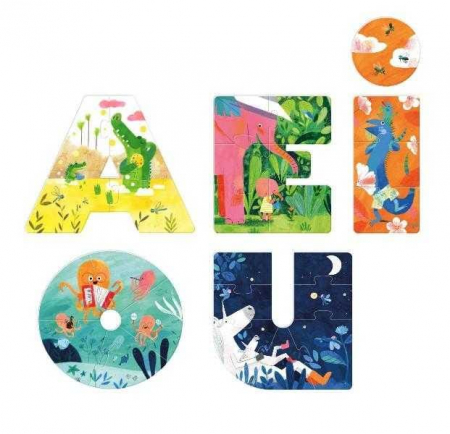 Puzzle vocale Londji, AEIOU, 2-3 ani + [1]