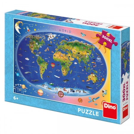 Puzzle - Puzzle XL - Harta Lumii (300 piese), Dino, 6-7 ani +