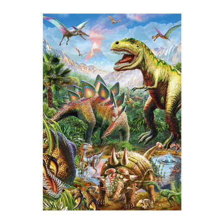 Puzzle XL - Lumea dinozaurilor neon (100 piese), Dino, 4-5 ani + [1]
