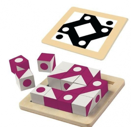 Q-bitz Solo: Magenta Edition, joc educativ cu piese din lemn, MindWare, +8 ani [1]