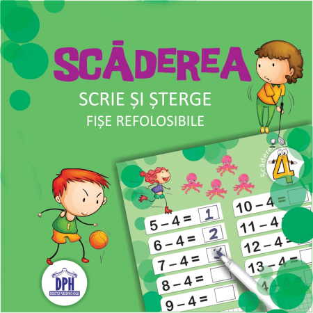 Carti pentru copii - Scrie si sterge - Scaderea, DPH, 6-7 ani +