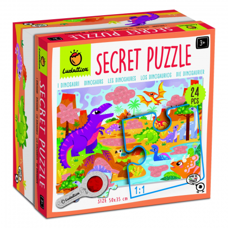 Jucarii gradinita si scoala - Secret Puzzle - Dinozaurii, Ludattica, 2-5 ani, 24 piese