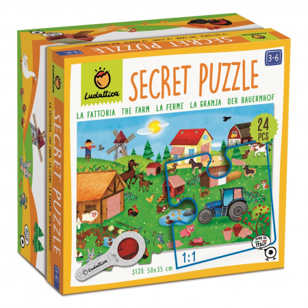 Jocuri de logica - Secret Puzzle - Ferma, Ludattica, 3-6 ani, 24 piese