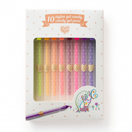 Papetarie si Rechizite - Set 10 pixuri cu gel culori pastelate, Djeco, 6 ani+