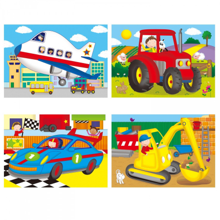 Set 4 puzzle-uri Vehicule (4, 6, 8, 12 piese), Galt, 2-3 ani + [3]