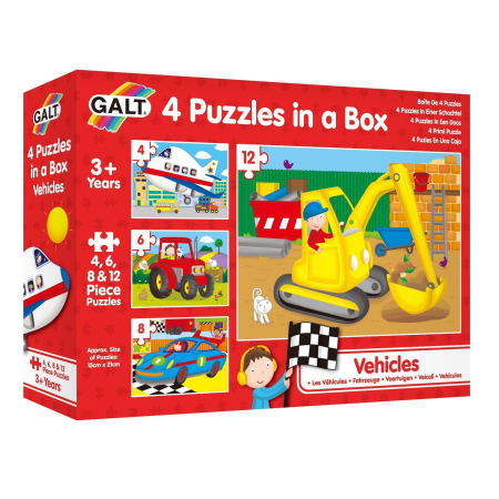Set 4 puzzle-uri Vehicule (4, 6, 8, 12 piese), Galt, 2-3 ani + [4]