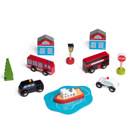Set 5 vehicule din lemn, BIGJIGS Toys, 2-3 ani + [1]