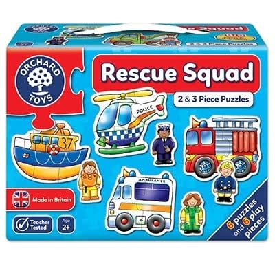 Puzzle - Set 6 puzzle Echipa de salvare (2 si 3 piese) RESCUE SQUAD, Orchard Toys, 2-3 ani +