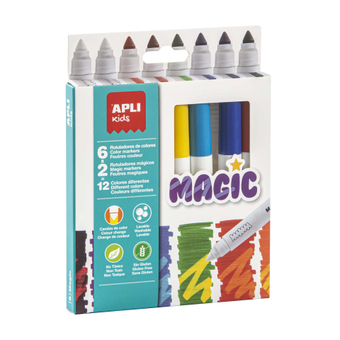 Jucarii copii 4-5 an - Set 8 Magic Markers - schimba culoarea,  Ø 14.4 x 137 mm