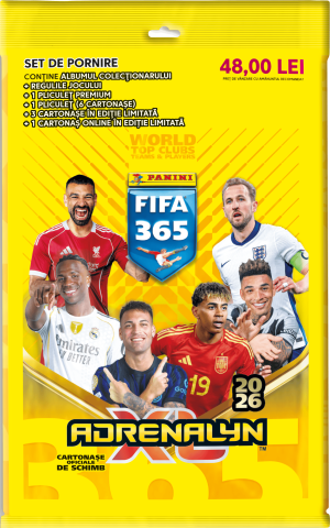 Jucarii copii 6-7 ani - Set album si stickere Starter Pack, Panini, FIFA 365 Adrenalyne 2025-2026
