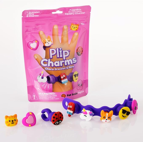 Jocuri de indemanare - Set Bratara si inel cu talismane pop-it Plip Charms, roz