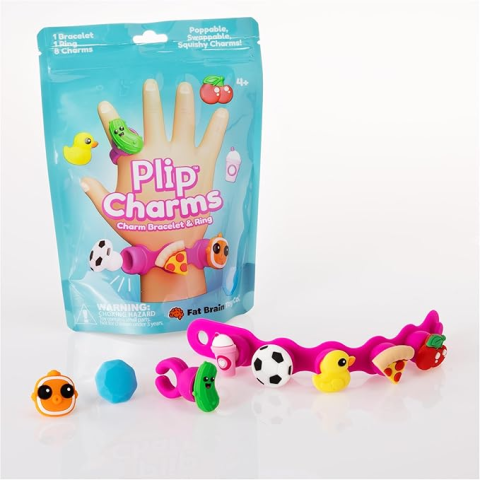 Jocuri de indemanare - Set Bratara si inel cu talismane pop-it Plip Charms, turcoaz