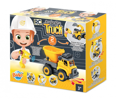 Cadouri copii - Set constructie Camion Autobasculanta si Excavator cu radiocomanda, BUKI France, 2-3 ani +