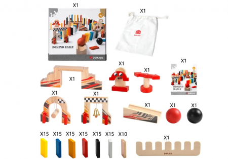 Set constructie trasee de tip Domino, 115 piese din lemn, +7 ani [1]