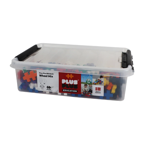 Set constructie educativ Plus-Plus, 200 piese mari, mix, cu roti si placi de baza [1]