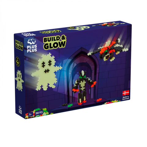 Jocuri de indemanare - Set constructie Plus-Plus, 360 piese, Construieste si Straluceste, culori fluorescente