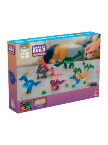 Jocuri de indemanare - Set constructie Plus-Plus, 600 piese, Invata sa construiesti dinozauri
