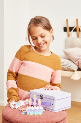 Set constructie Plus-Plus, 600 piese, portabil, in cutie metalica, culori pastelate [2]