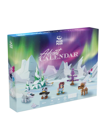 Jocuri de indemanare - Set constructie Plus-Plus, Calendar Advent - Mos Craciun si Aurora Boreala