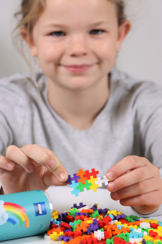 Set constructie Plus-Plus, tub 100 piese, Rainbow Mix, culorile curcubeului [3]