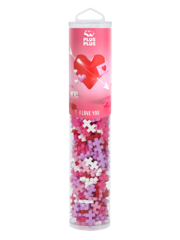 Jucarii si jocuri copii - Set constructie Plus-Plus, tub 240 piese, I Love You Mix, culorile iubirii