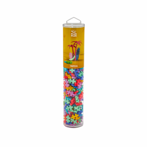Jocuri de indemanare - Set constructie Plus-Plus, tub 240 piese, Tropical Mix, culori tropicale