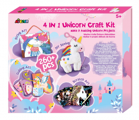 Jucarii si jocuri copii - Set creativ 4 in 1 - Unicorni, + 5 ani