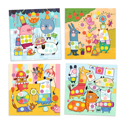 Set creativ cu autocolante Djeco, Buline colorate, 2-3 ani + [1]