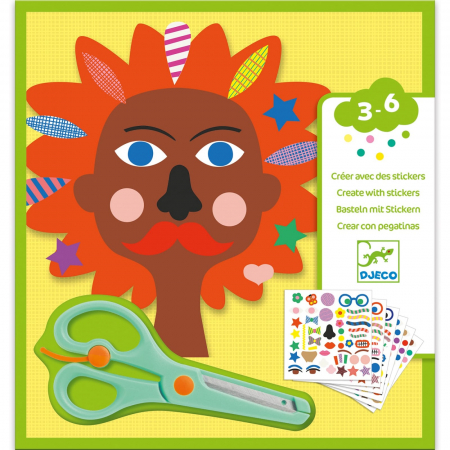 Jucarii copii 2-3 ani - Set creativ cu autocolante Djeco, La coafor, 2-3 ani +