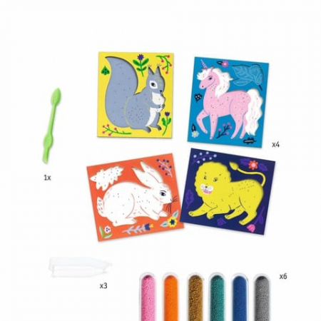 Set creativ cu margele, Animale si flori, Djeco, 6-7 ani + [4]