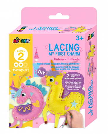 Jucarii si jocuri copii - Set creativ de cusut cu tehnica siretului - Primul meu Pandantiv Unicorn, nivel 2, + 3 ani