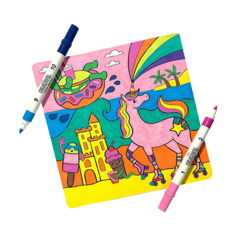 Set creativ de pictura dupa numere cu markere Colortopia - Taramul Unicornilor (Set de 6 culori duble) [8]