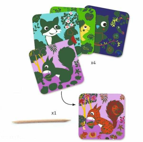 Set creativ de razuit Djeco, Animale prietenoase, 2-3 ani + [1]
